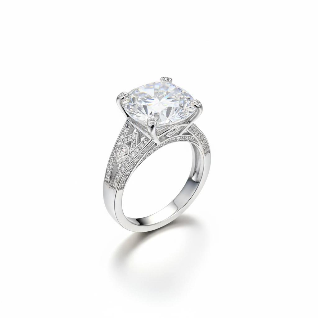 5 Carat Moissanite Silver Ring