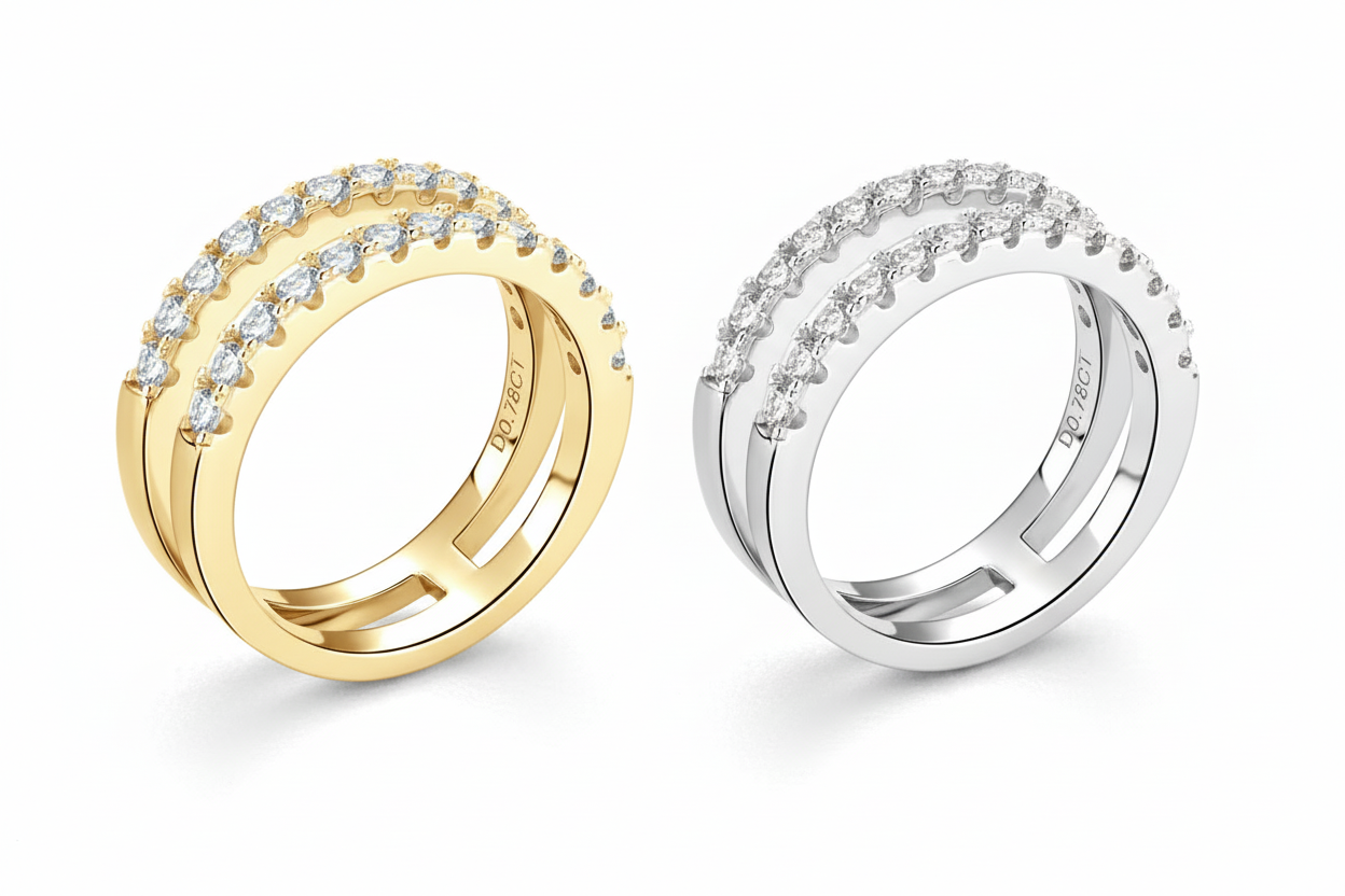 Double Layer Moissanite Ring