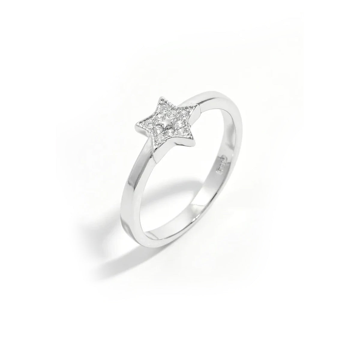 Zircon Star Silver Ring