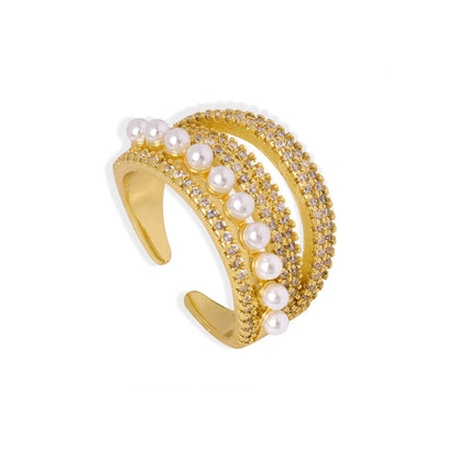 Zircon Pearl Open Ring