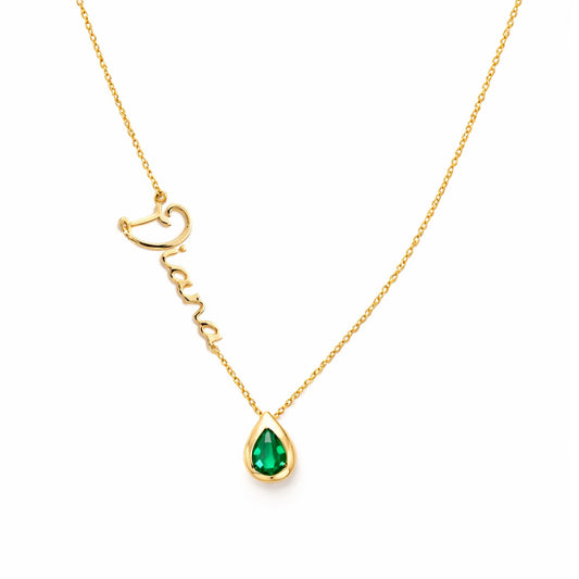 Cursive Name & Birthstone Necklace