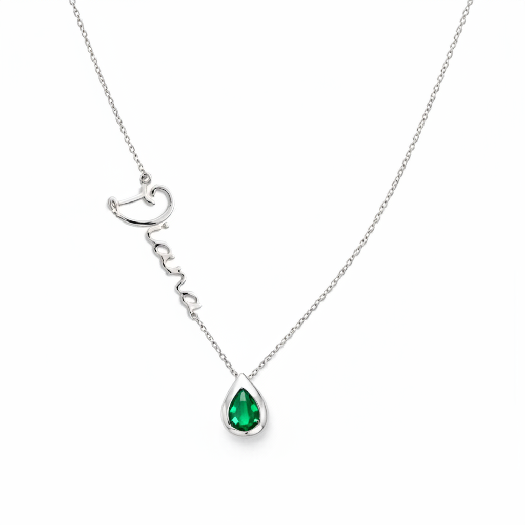 Cursive Name & Birthstone Necklace