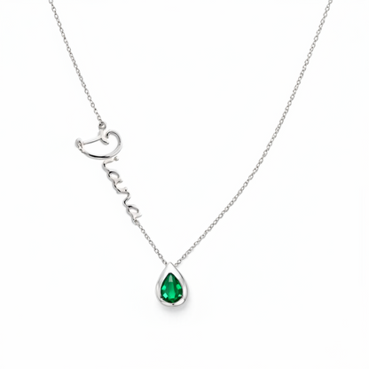 Cursive Name & Birthstone Necklace