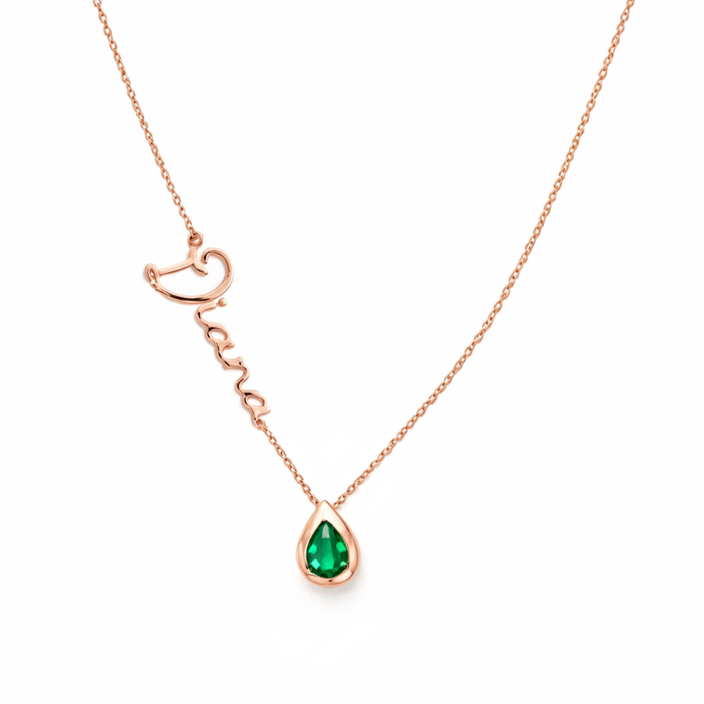 Cursive Name & Birthstone Necklace