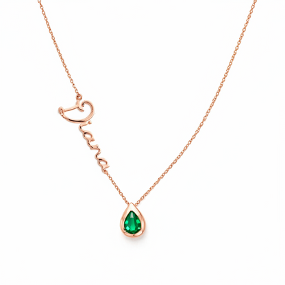 Cursive Name & Birthstone Necklace
